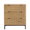 MARCEAU - Natural Cane Chest of Drawers with 3 Drawers