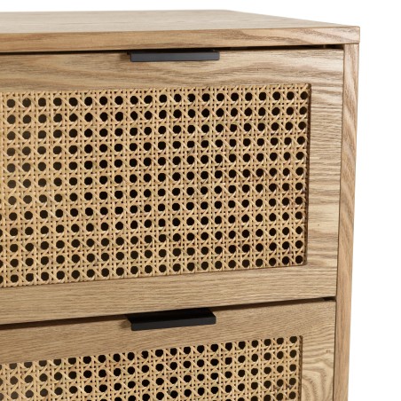 MARCEAU - Natural Cane Chest of Drawers with 3 Drawers