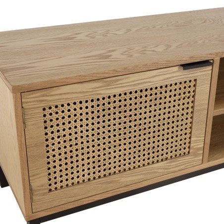 Meuble TV MARCEAU - 2 portes cannage naturel