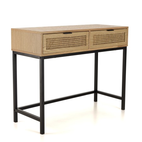 MARCEAU Console Table with 2 Drawers - Natural Cane Finish