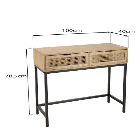 Console MARCEAU 2 tiroirs cannage naturel