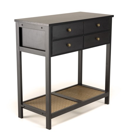 Console noire CHARLIE - 4 tiroirs et 1 étagère