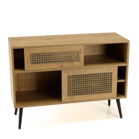 CHARLIE Low Brown Sideboard with 3 Compartments and 2 Doors