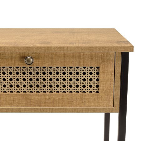Console CHARLIE marron 2 tiroirs effet cannage