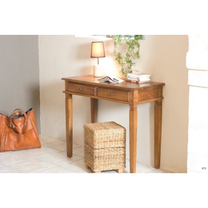 Bureau en bois de teck massif API 2 tiroirs