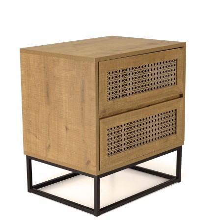 CHARLIE Brown Bedside Table with 2 Drawers - Trendy and Minimalist Design