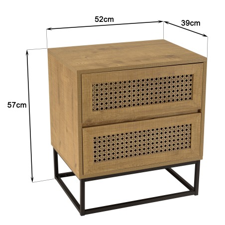 CHARLIE Brown Bedside Table with 2 Drawers - Trendy and Minimalist Design
