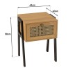 CHARLIE Brown Bedside Table with 1 Drawer - Cane Effect & Metal Legs