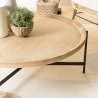 VICTOIRE Round Coffee Table 100x100cm Natural Top Black Metal Legs