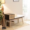 CHARLIE Brown Bench with Black Seat and Drawer - Stylish and Functional Furniture