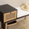 CHARLIE Brown Bench with Black Seat and Drawer - Stylish and Functional Furniture