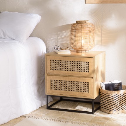CHARLIE Brown Bedside Table with 2 Drawers - Trendy and Minimalist Design