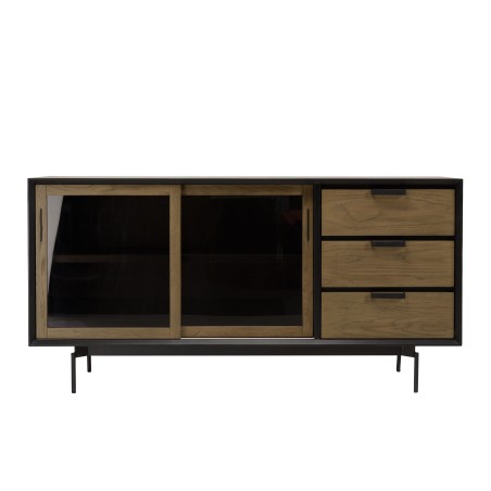 ALMA Brown/Black Sideboard with 2 Sliding Doors | Elegant Storage Solution
