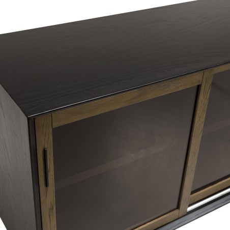 ALMA Brown/Black Sideboard with 2 Sliding Doors | Elegant Storage Solution