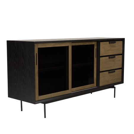 ALMA Brown/Black Sideboard with 2 Sliding Doors | Elegant Storage Solution