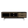 ALMA Brown/Black TV Stand with Sliding Glass Doors - Trendy and Functional