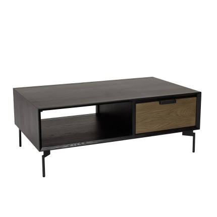 ALMA Black Coffee Table with 1 Niche and 2 Drawers