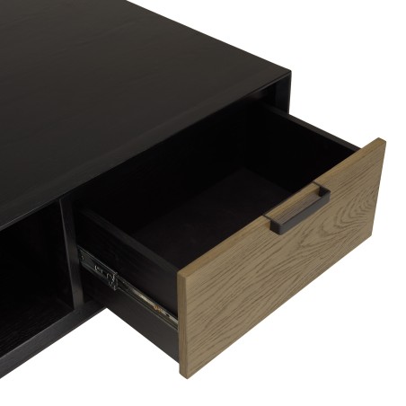 Table basse ALMA noire 1 niche 2 tiroirs