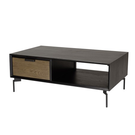 Table basse ALMA noire 1 niche 2 tiroirs