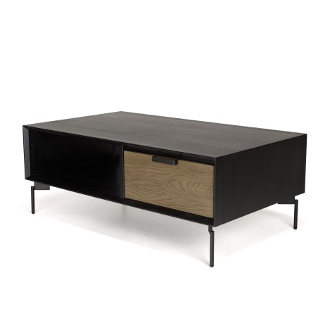 Table basse ALMA noire 1 niche 2 tiroirs