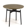 ALMA - Dark Brown Round Side Table 55x55cm with Black Metal Legs