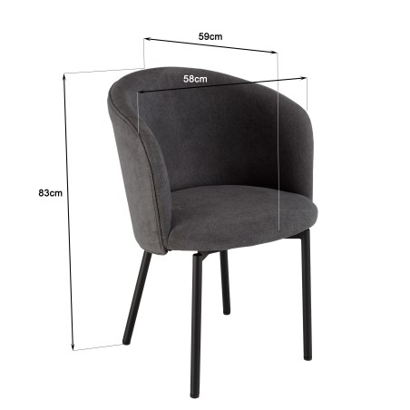 ALMA Anthracite Grey Velvet Chair - Comfortable Seating for Dining