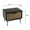 ALMA Black Bedside Table 1 Drawer Dark Brown Metal Legs