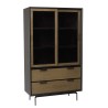 ALMA Brown and Black Bookcase with Sliding Glass Doors