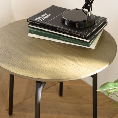 Table d'appoint ALMA ronde marron foncé 55x55cm
