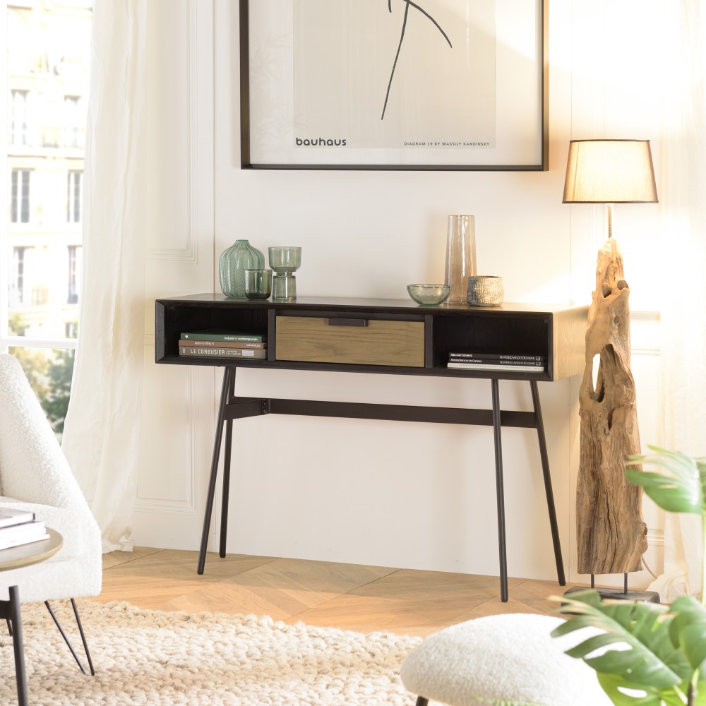 ALMA Black Console Table 130x35cm - Chic and Trendy Furniture ALMA Black Console Table 130x35cm - Chic and Trendy Furniture