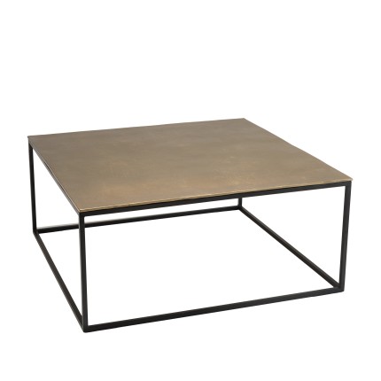 JOHAN Square Coffee Table 90x90cm - Gold and Black Aluminum