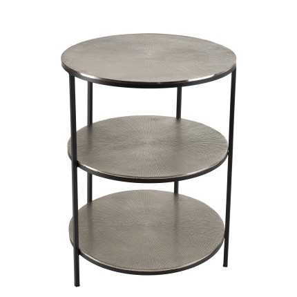 Table d'appoint ronde JOHAN - Aluminium argenté et noir