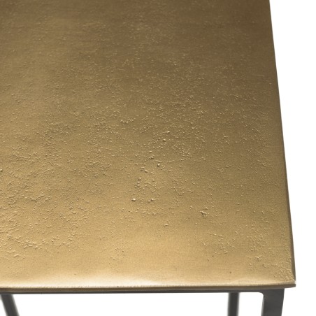 JOHAN Square Side Table Gold Aluminum and Black Metal Legs
