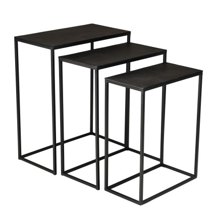 Set de 3 tables gigognes rectangulaires JOHAN - Aluminium Noir