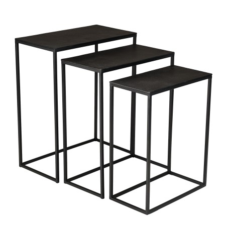 JOHAN - Set of 3 Rectangular Nesting Tables | Black Aluminum Metal Legs