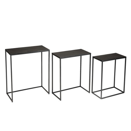 JOHAN - Set of 3 Rectangular Nesting Tables | Black Aluminum Metal Legs