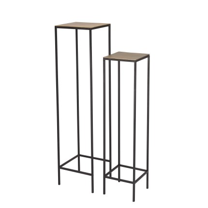Set de 2 tables gigognes carrées JOHAN - Aluminium doré et noir