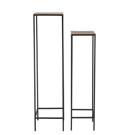 Set de 2 tables gigognes carrées JOHAN - Aluminium doré et noir