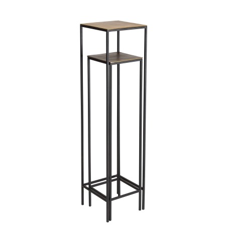 Set de 2 tables gigognes carrées JOHAN - Aluminium doré et noir