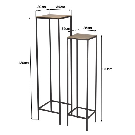 Set de 2 tables gigognes carrées JOHAN - Aluminium doré et noir