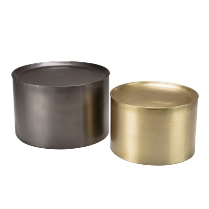 Set de 2 tables d'appoint JOHAN - Métal gris anthracite et doré