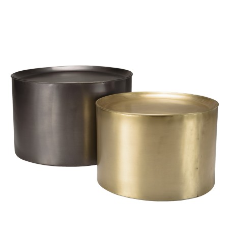 Set de 2 tables d'appoint JOHAN - Métal gris anthracite et doré