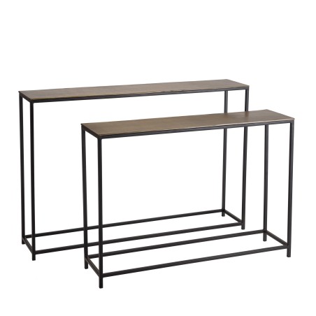 JOHAN - Set of 2 Nesting Console Tables in Gold and Black Aluminium