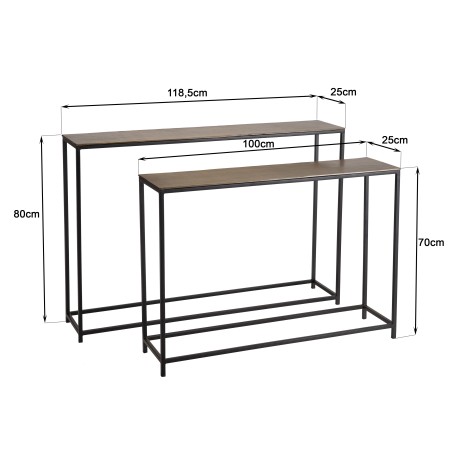 Set de 2 consoles gigognes JOHAN - Aluminium doré et noir