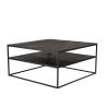 Table basse JOHAN double plateau 80x80cm noir