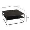JOHAN Double-Top Coffee Table 80x80cm - Black Aluminum