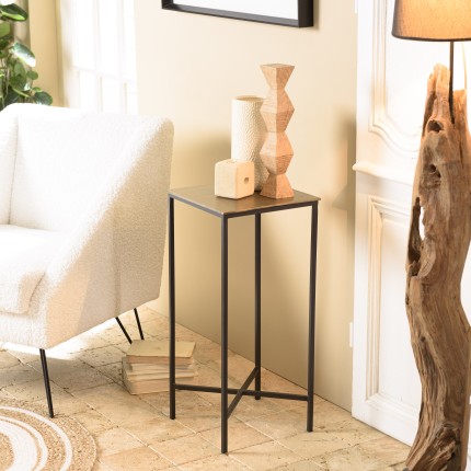 JOHAN Square Side Table Gold Aluminum and Black Metal Legs