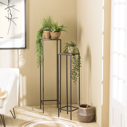Set de 2 tables gigognes carrées JOHAN - Aluminium doré et noir