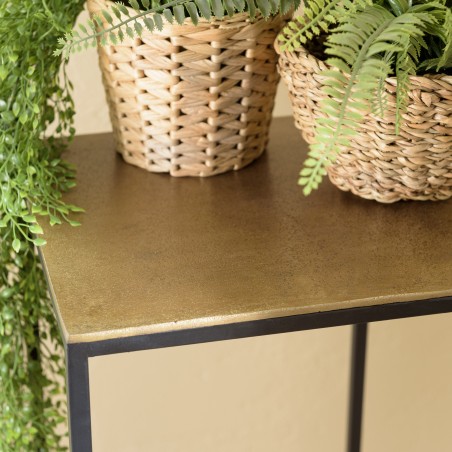 JOHAN Square Nesting Tables Set - Gold Aluminum & Black Metal Legs