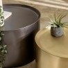 JOHAN - Set of 2 Round Side Tables in Anthracite Grey and Gold Metal